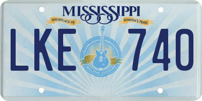 MS license plate LKE740