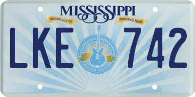 MS license plate LKE742