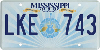 MS license plate LKE743