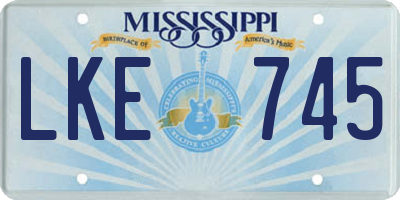 MS license plate LKE745