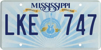 MS license plate LKE747