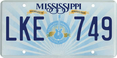 MS license plate LKE749