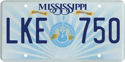 MS license plate LKE750