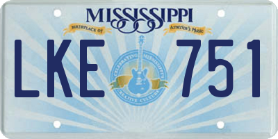 MS license plate LKE751