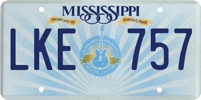 MS license plate LKE757