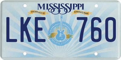 MS license plate LKE760