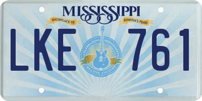 MS license plate LKE761