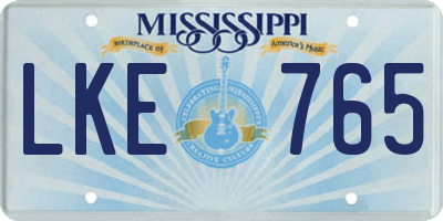 MS license plate LKE765