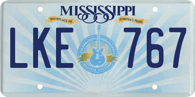 MS license plate LKE767