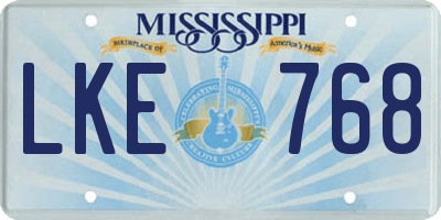 MS license plate LKE768