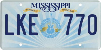 MS license plate LKE770