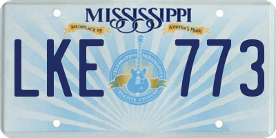 MS license plate LKE773