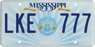 MS license plate LKE777