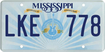 MS license plate LKE778