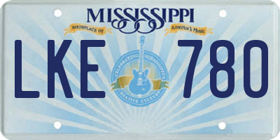 MS license plate LKE780