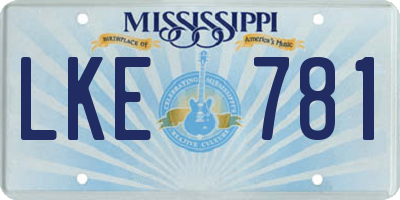 MS license plate LKE781