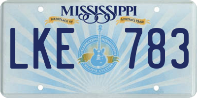 MS license plate LKE783
