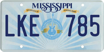 MS license plate LKE785