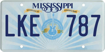 MS license plate LKE787