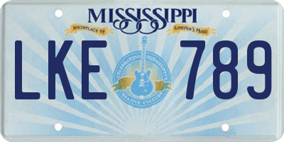 MS license plate LKE789