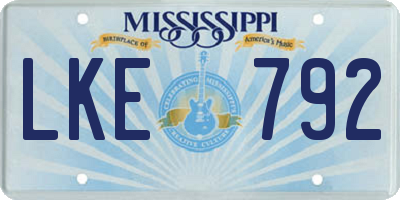 MS license plate LKE792
