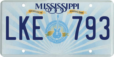 MS license plate LKE793