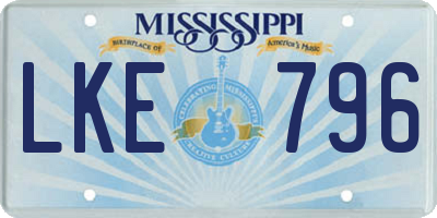 MS license plate LKE796