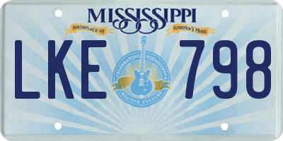 MS license plate LKE798