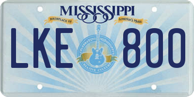 MS license plate LKE800