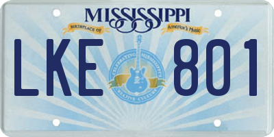 MS license plate LKE801