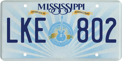 MS license plate LKE802
