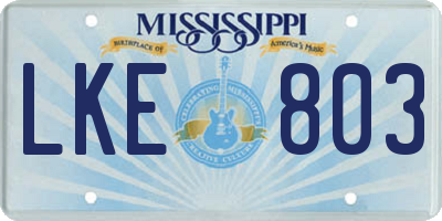 MS license plate LKE803