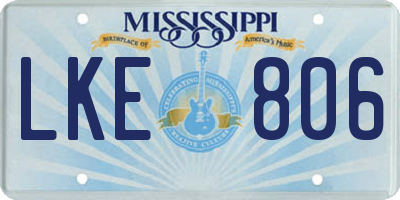 MS license plate LKE806