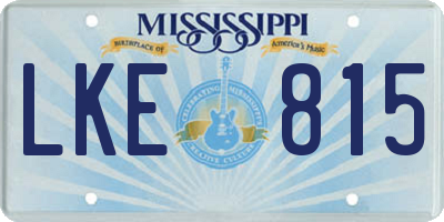 MS license plate LKE815
