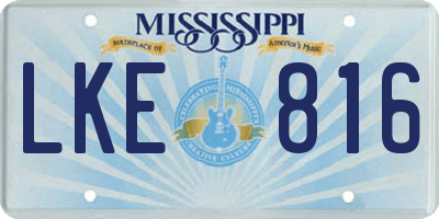 MS license plate LKE816