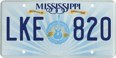 MS license plate LKE820