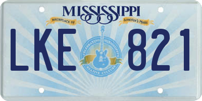MS license plate LKE821
