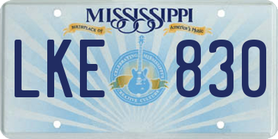 MS license plate LKE830