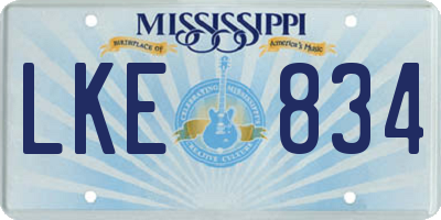 MS license plate LKE834