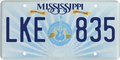 MS license plate LKE835