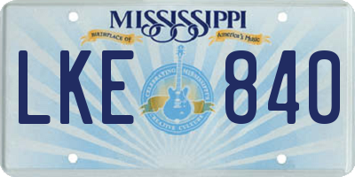 MS license plate LKE840