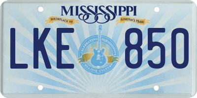 MS license plate LKE850