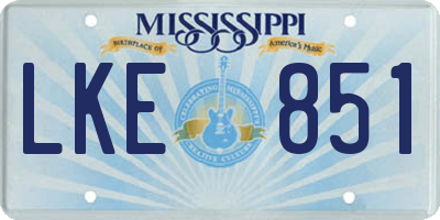 MS license plate LKE851