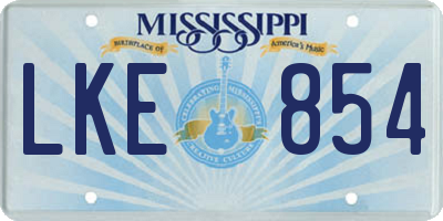 MS license plate LKE854