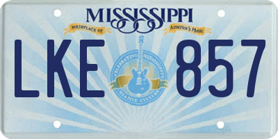 MS license plate LKE857