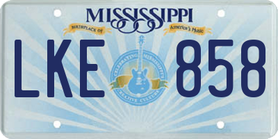 MS license plate LKE858