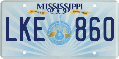 MS license plate LKE860