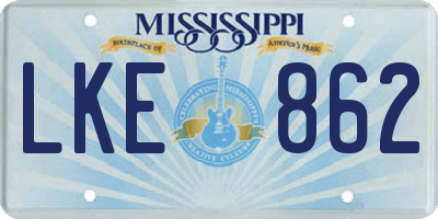 MS license plate LKE862