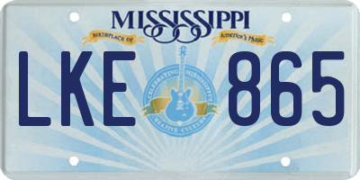 MS license plate LKE865
