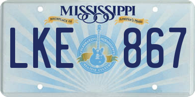 MS license plate LKE867